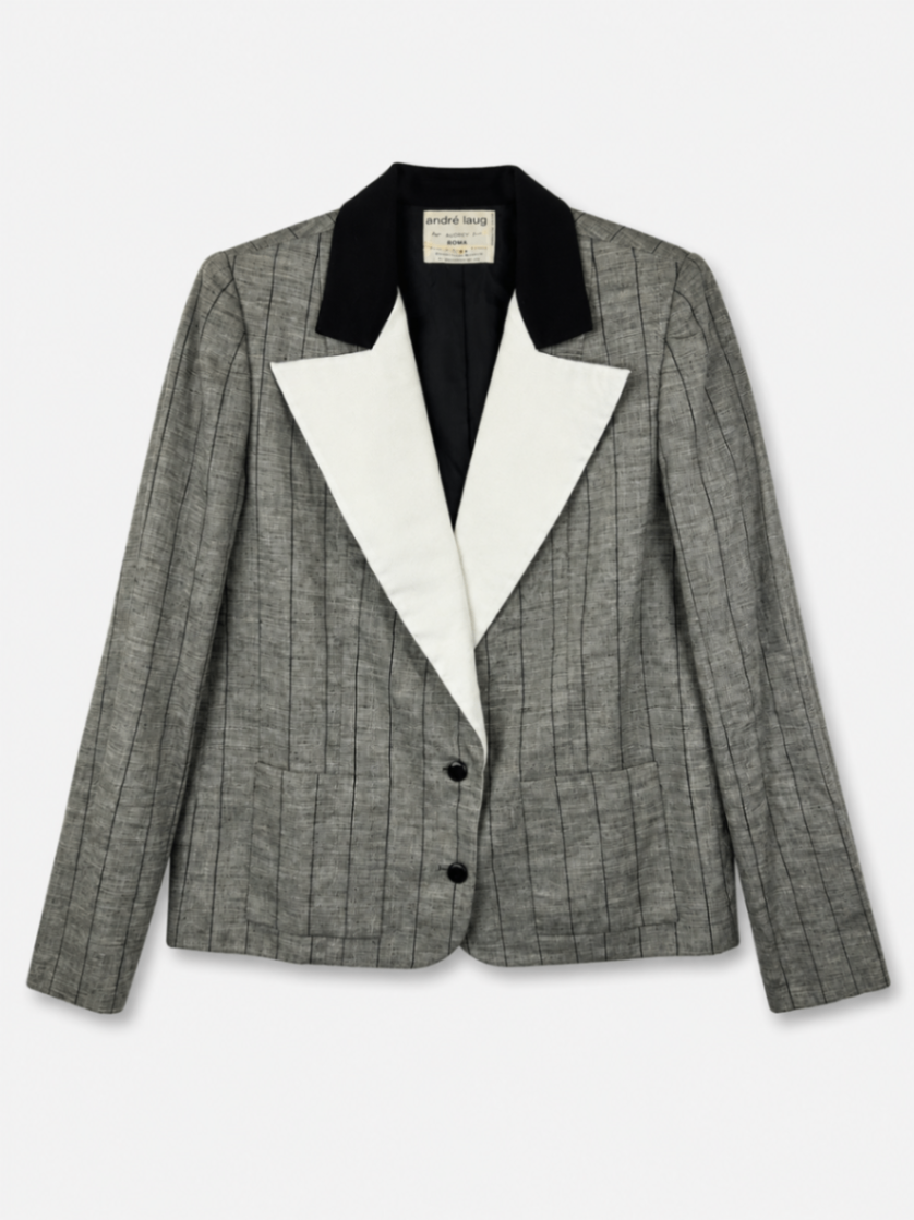 André Laug Paris Pinstripe Blazer 14 Gray