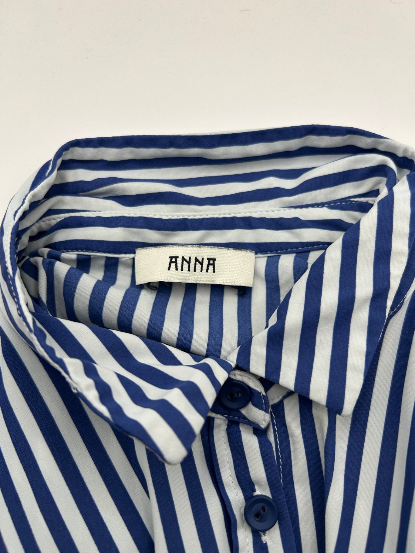 Anna van Toor Shirt M Navy Blue and White