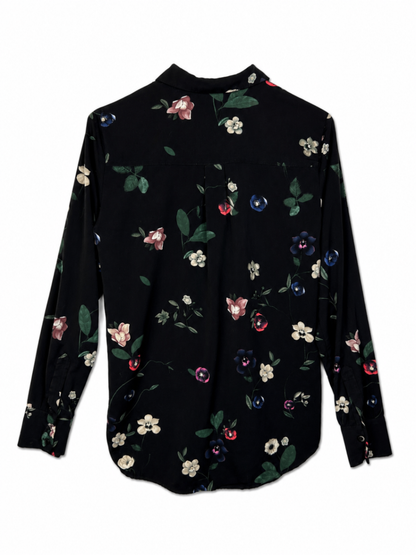 H&M Shirt 38 Black with floral pattern (pink, white, blue, green)