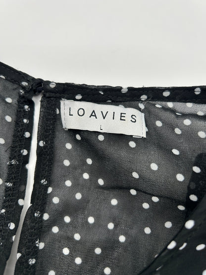 Loavies Dress M Black with white dots