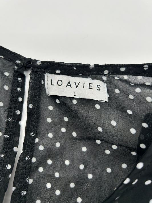Loavies Dress M Black with white dots