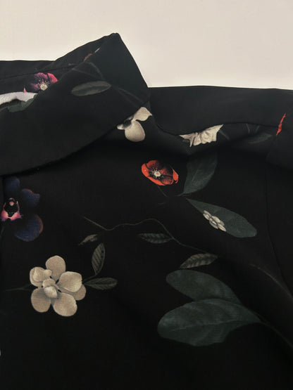 H&M Shirt 38 Black with floral pattern (pink, white, blue, green)