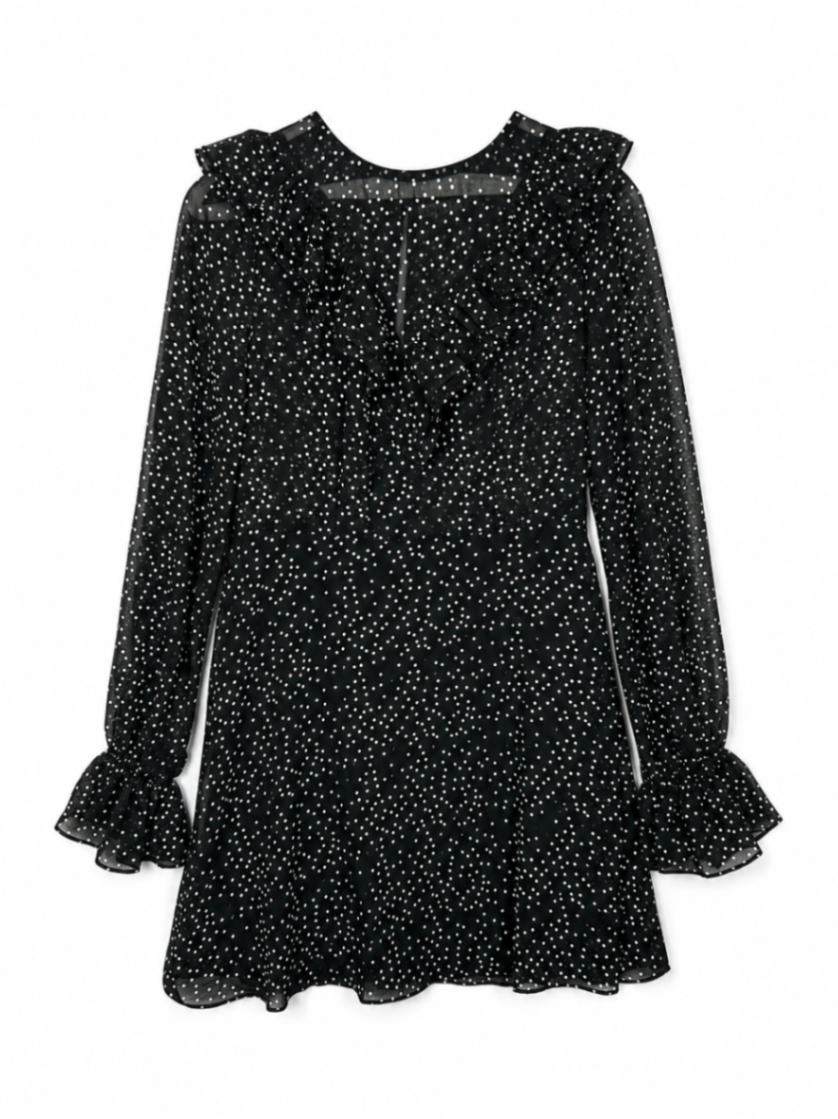 Loavies Dress M Black with white dots