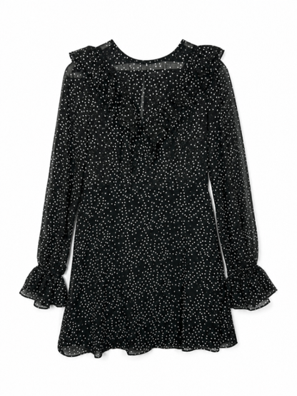Loavies Dress M Black with white dots