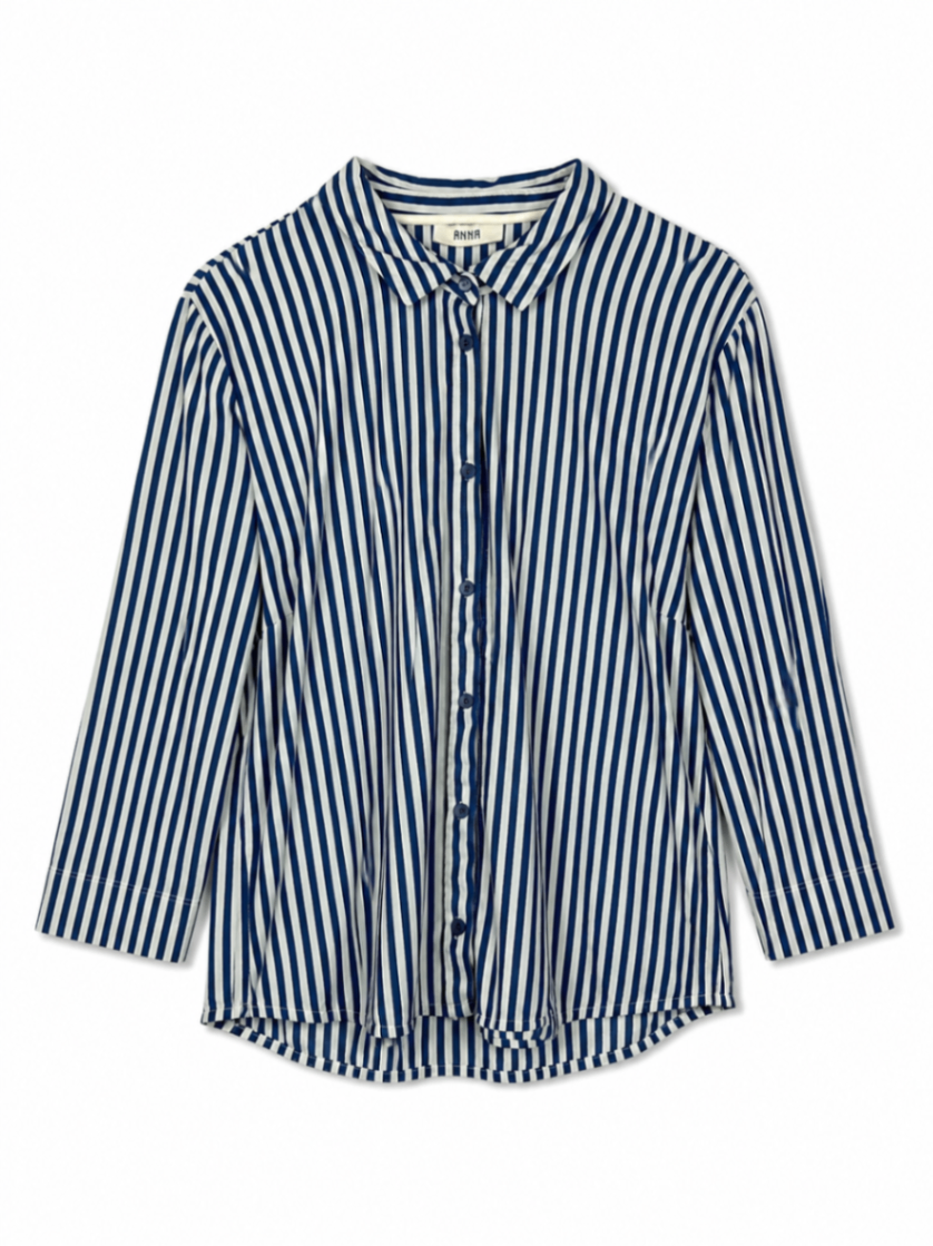 Anna van Toor Shirt M Navy Blue and White