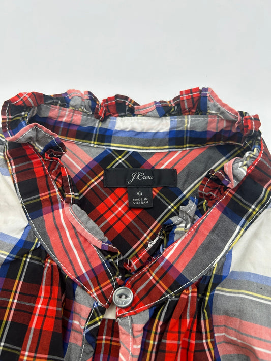 J.Crew Tank Top 6 Navy blue with red, yellow, and white plaid pattern