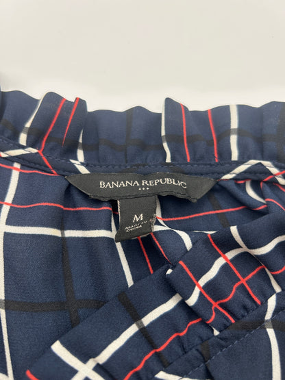 Banana Republic M Navy blue with red and white checkered pattern