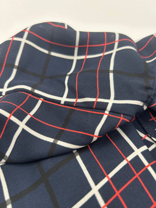 Banana Republic M Navy blue with red and white checkered pattern
