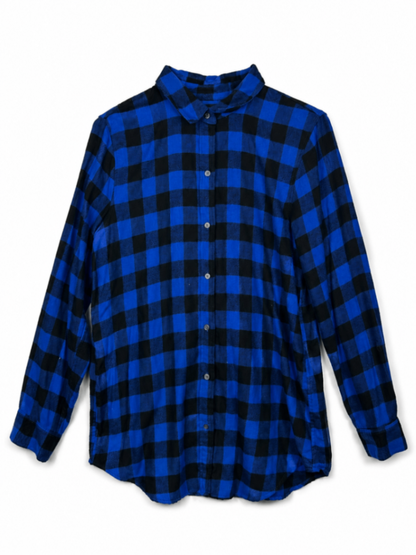 Banana Republic Shirt M Blue and black checked pattern