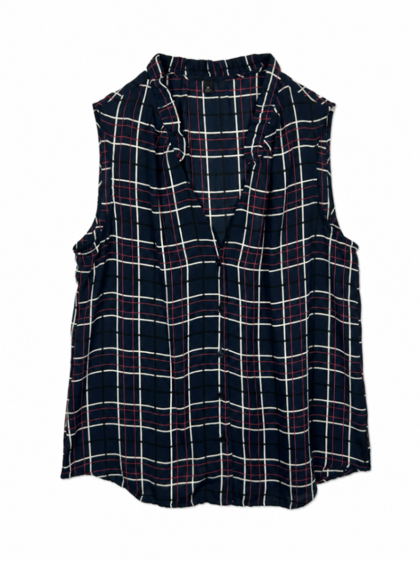 Banana Republic M Navy blue with red and white checkered pattern