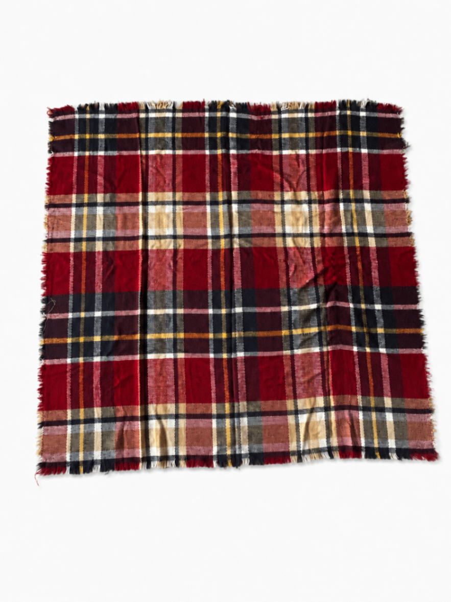 Knit Plaid Scarf Red, black, white, yellow