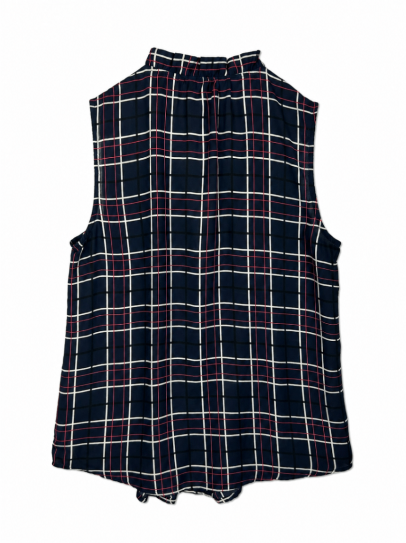 Banana Republic M Navy blue with red and white checkered pattern