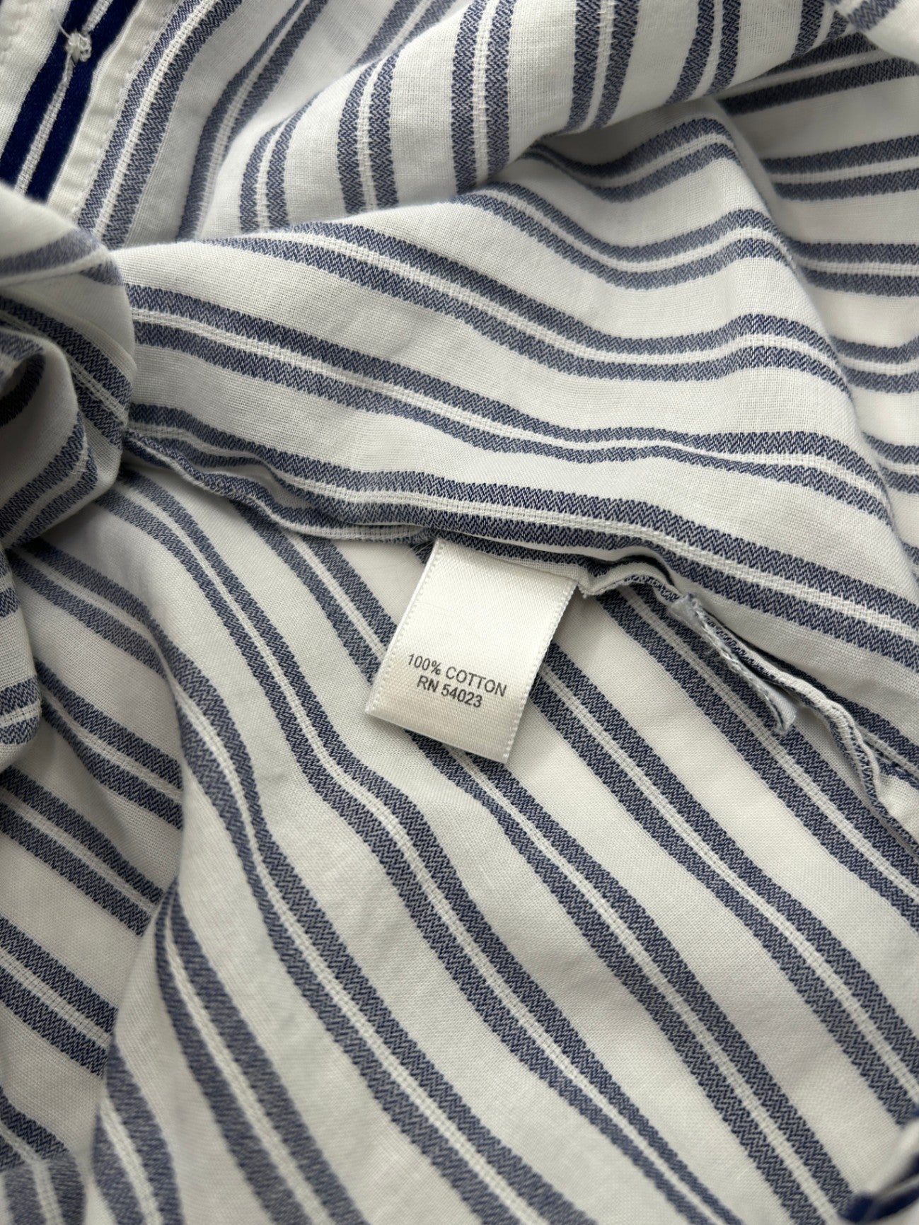 Banana Republic S White with navy blue stripes