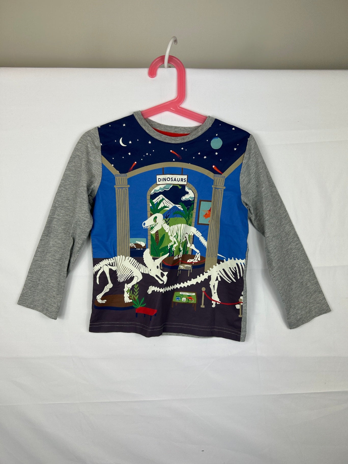MiniBoden Long Sleeve T-Shirt 110 Gray/Multicolor
