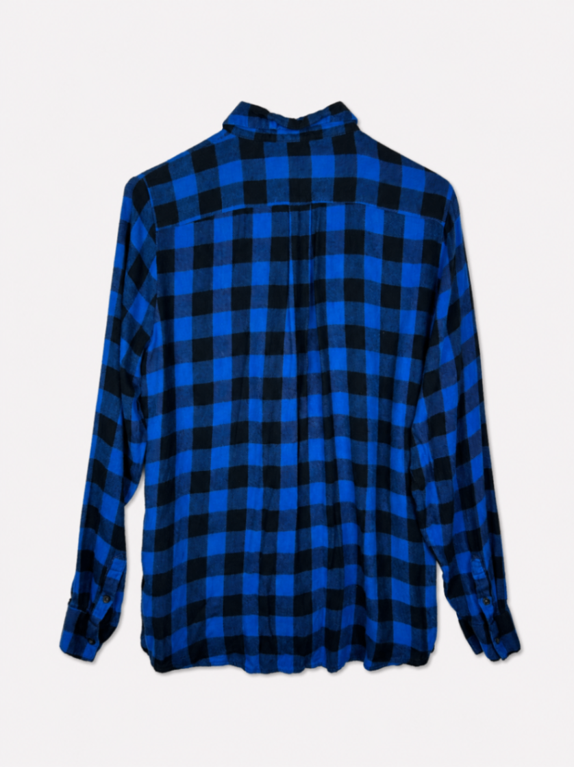 Banana Republic Shirt S Blue and black checkered pattern