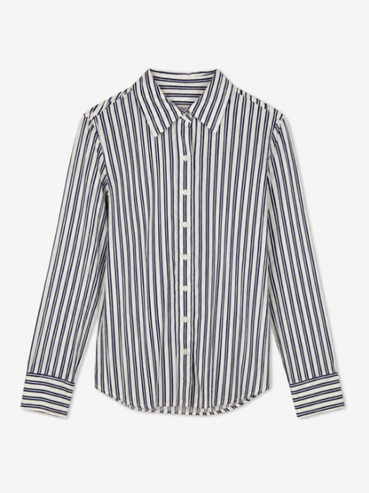Banana Republic S White with navy blue stripes