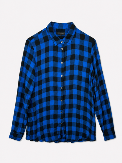 Banana Republic Shirt S Blue and black checkered pattern