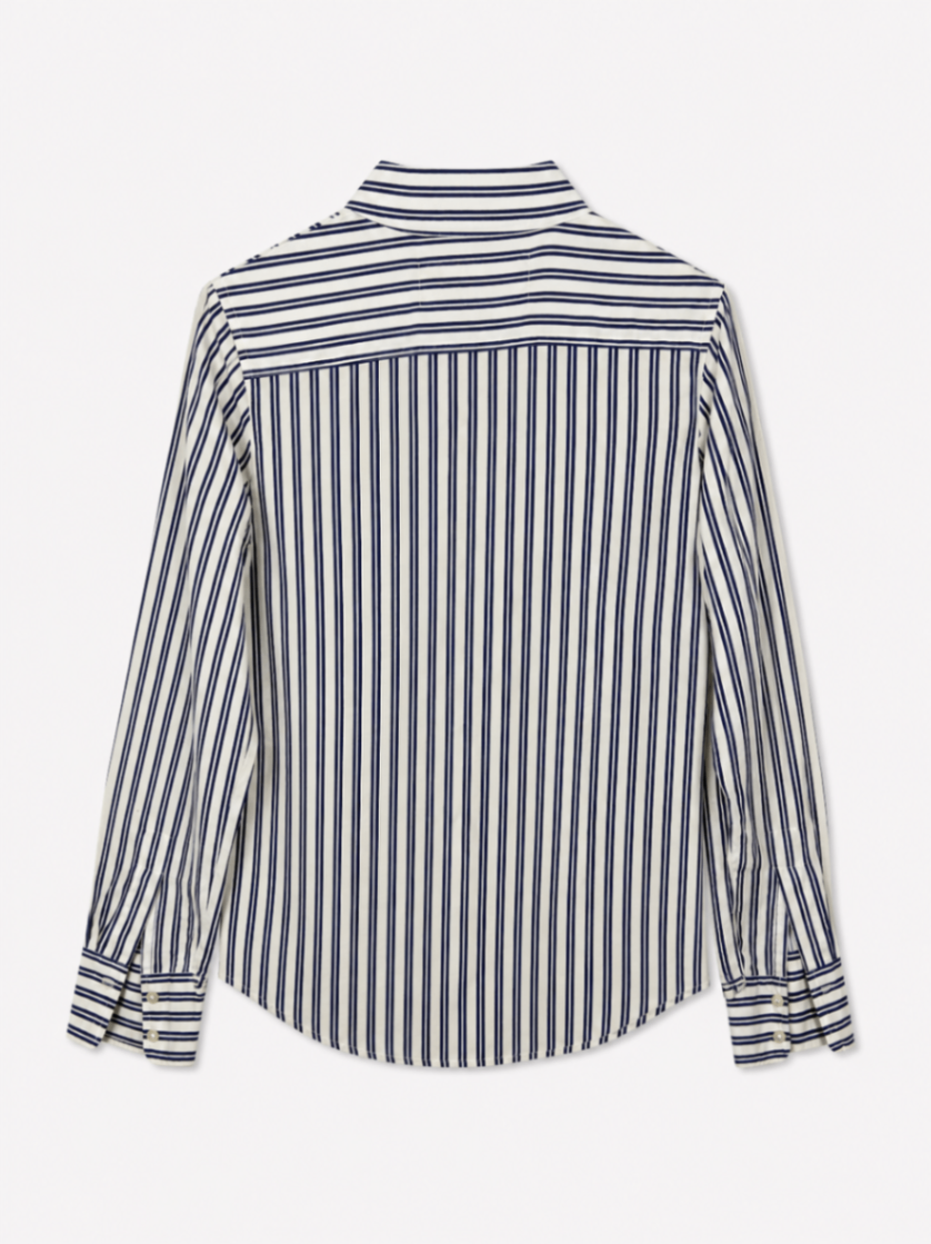 Banana Republic S White with navy blue stripes