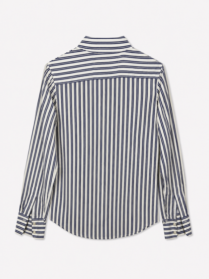 Banana Republic S White with navy blue stripes