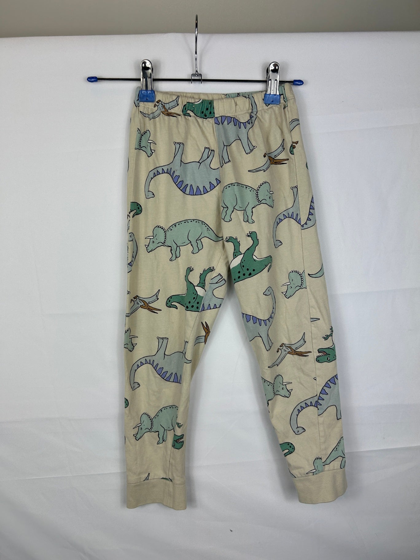 Lindex Pajamas 110 Beige with multicolor dinosaur print