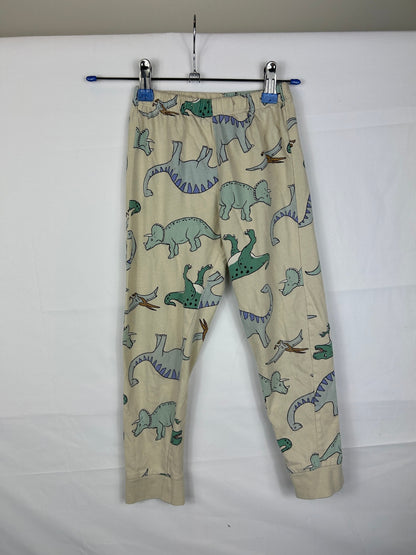 Lindex Pajamas 110 Beige with multicolor dinosaur print