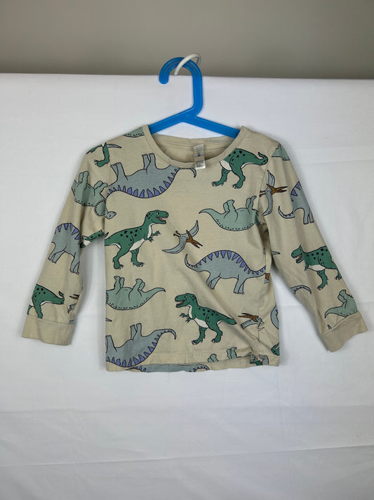Lindex Pajamas 110 Beige with multicolor dinosaur print