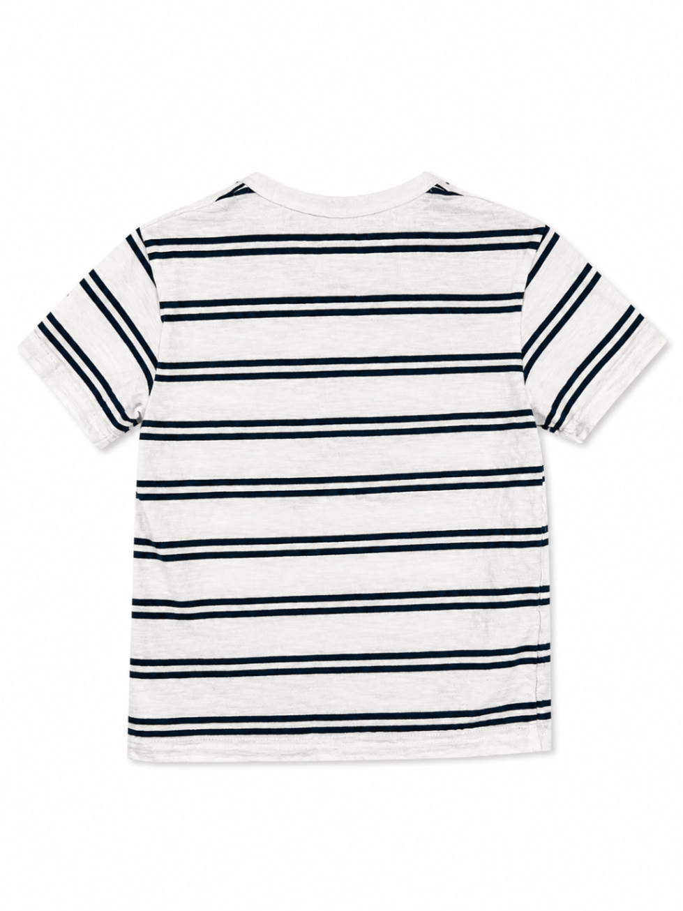 Polarn O. Pyret T-Shirt 110 White with Navy Blue Stripes