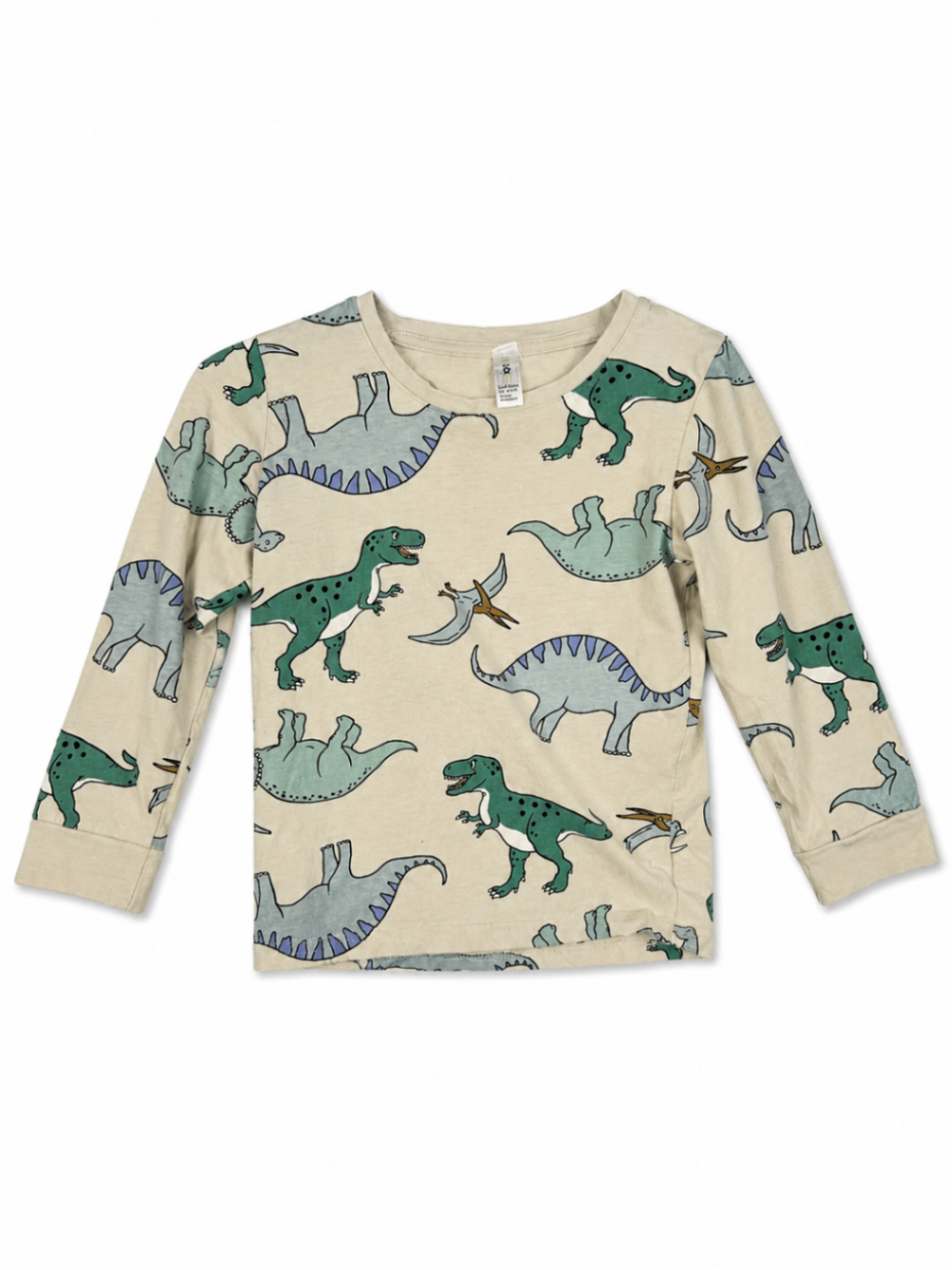 Lindex Pajamas 110 Beige with multicolor dinosaur print