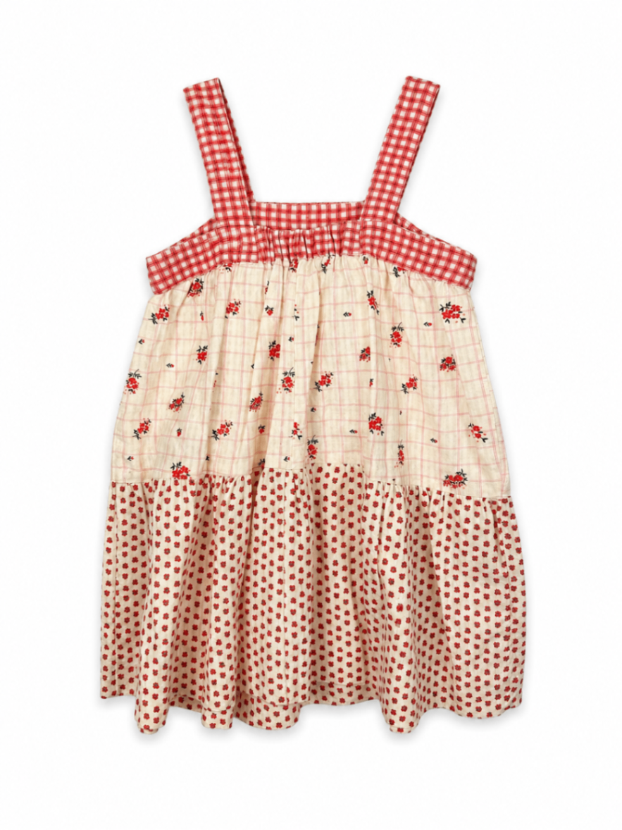 Zara Dress Cream, Red 104