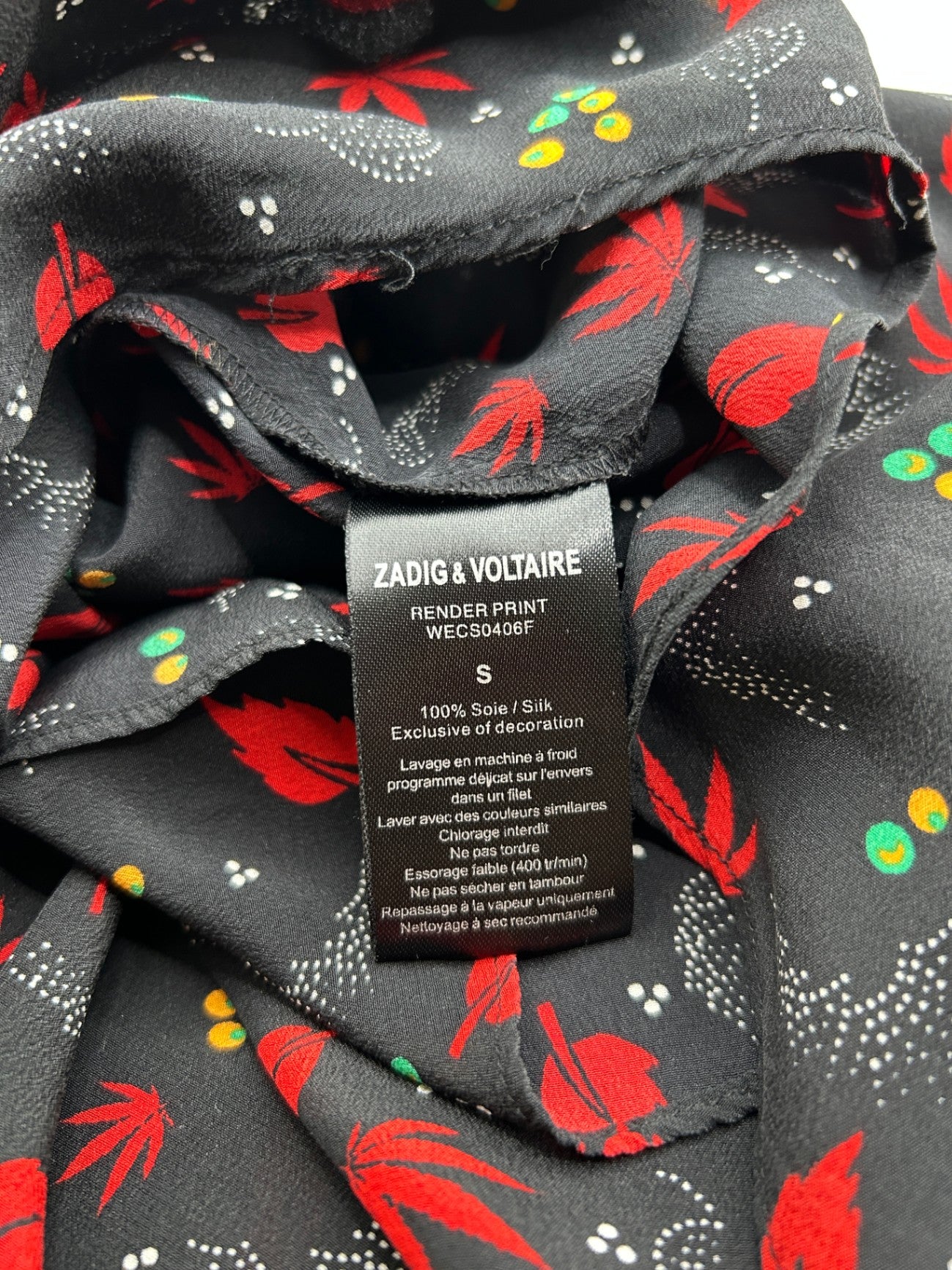 Zadig & Voltaire Dress S Black with red and multicolored pattern