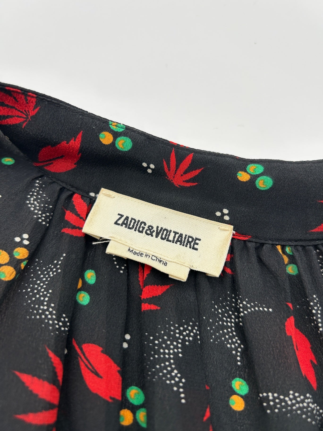Zadig & Voltaire Dress S Black with red and multicolored pattern