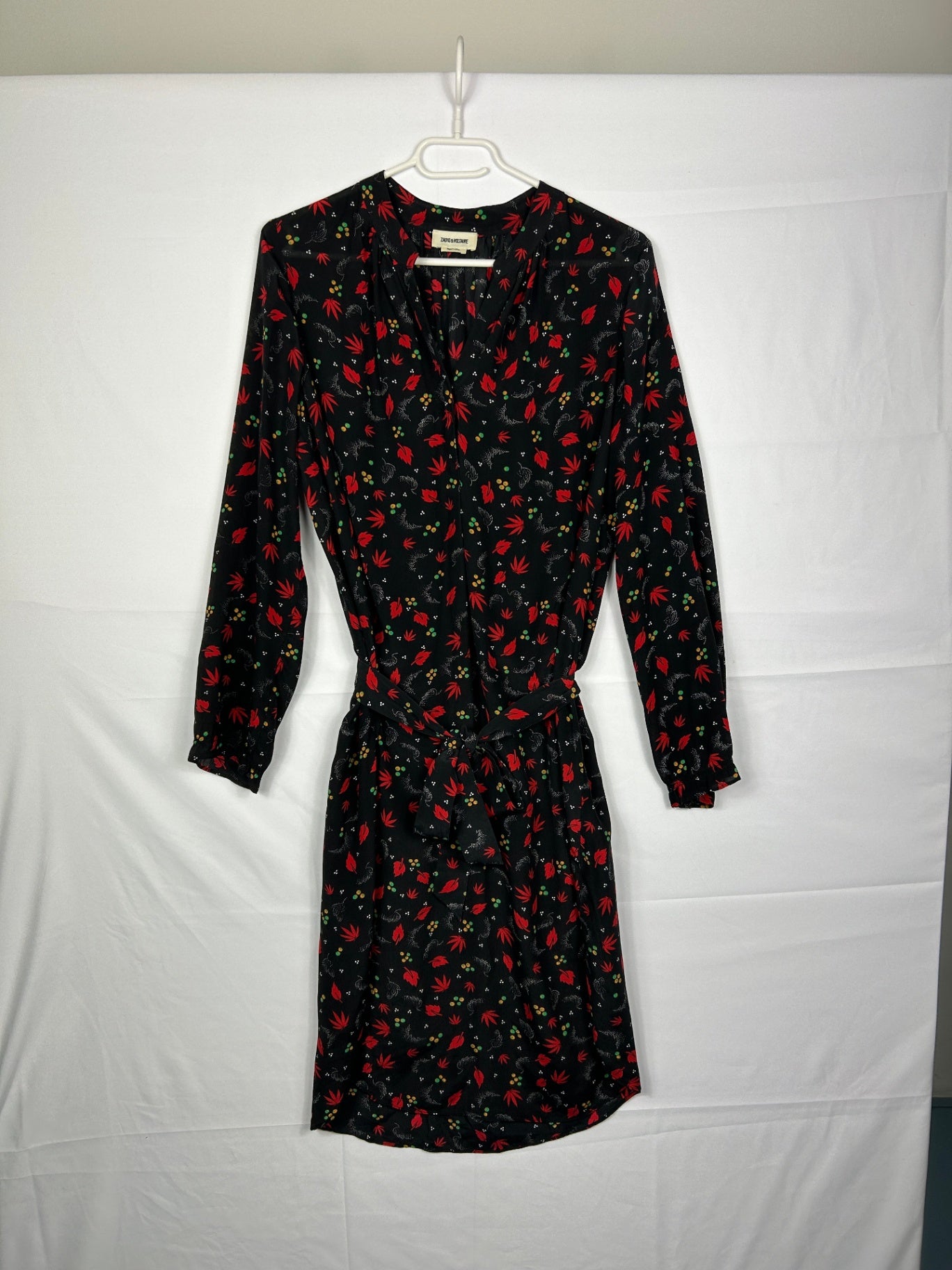 Zadig & Voltaire Dress S Black with red and multicolored pattern