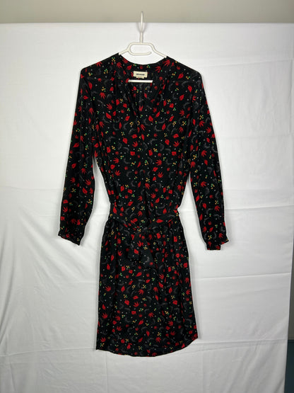Zadig & Voltaire Dress S Black with red and multicolored pattern
