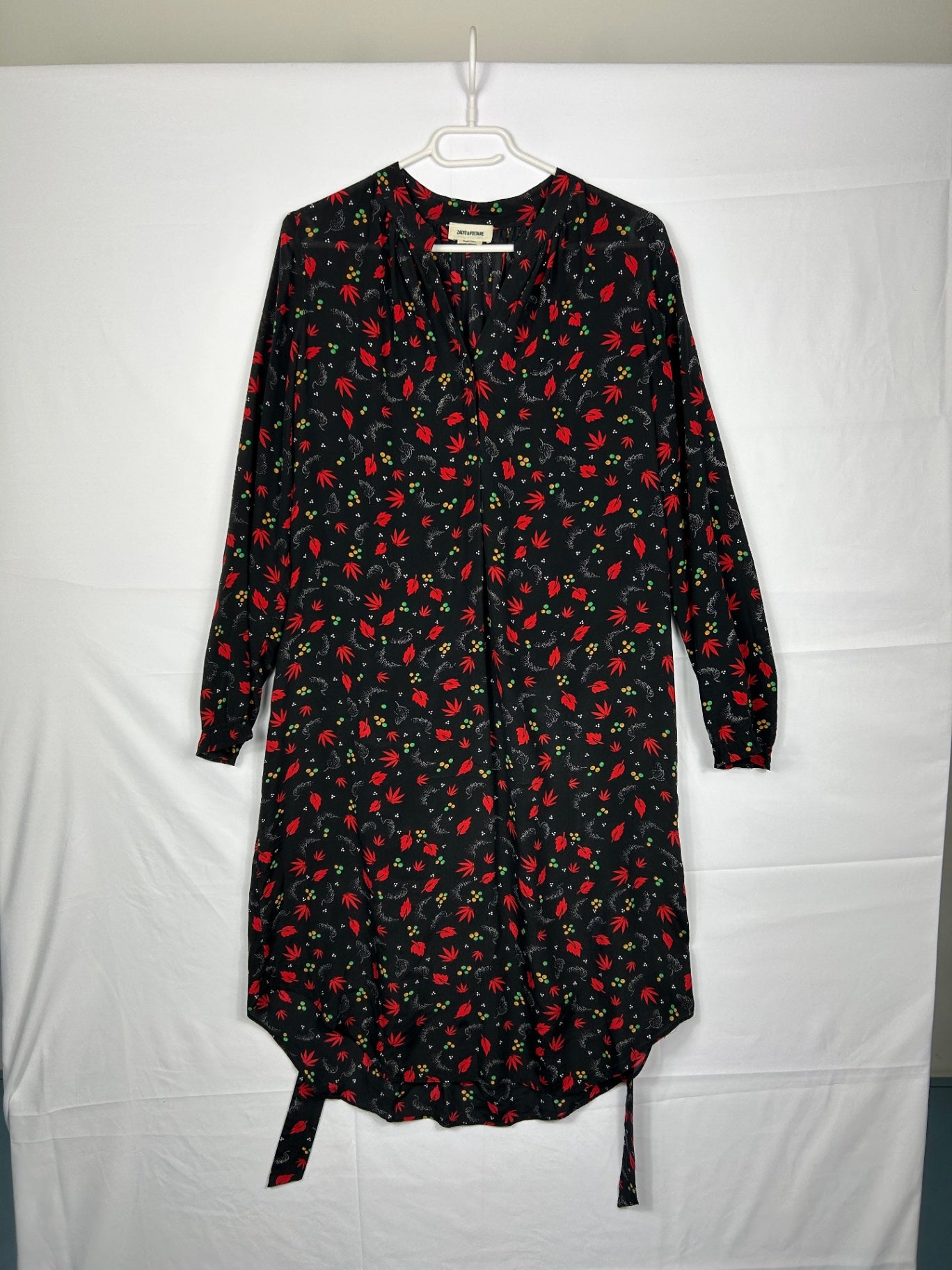 Zadig & Voltaire Dress S Black with red and multicolored pattern