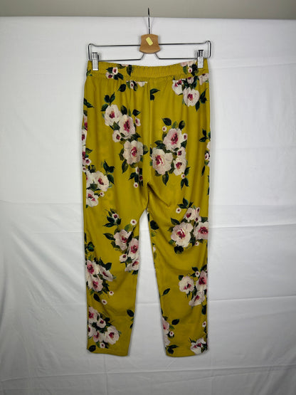 LIU JO Pants 40 Yellow with floral pattern