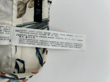 Zara Woman Pants M Cream with multicolor floral pattern