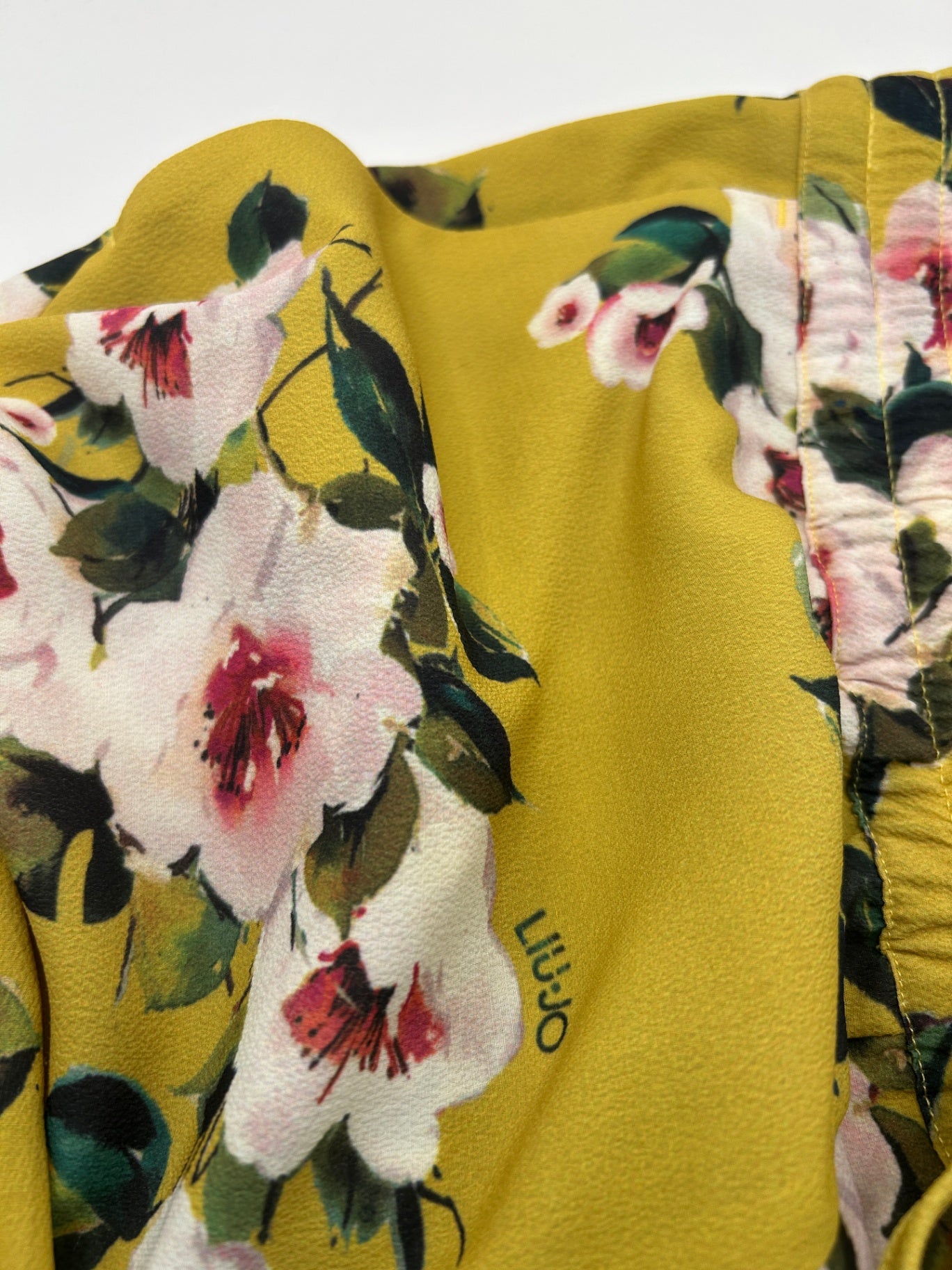LIU JO Pants 40 Yellow with floral pattern