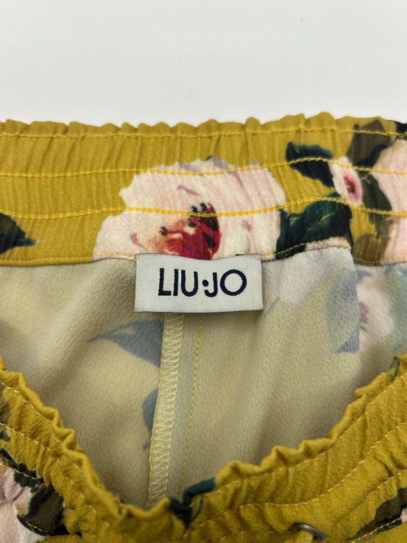 LIU JO Pants 40 Yellow with floral pattern
