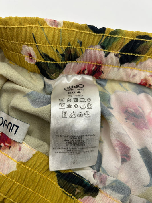 LIU JO Pants 40 Yellow with floral pattern
