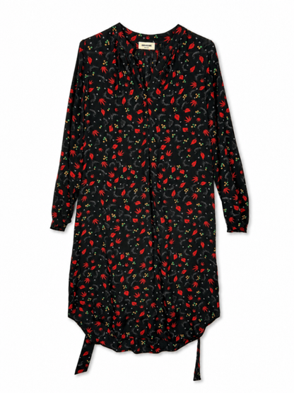Zadig & Voltaire Dress S Black with red and multicolored pattern
