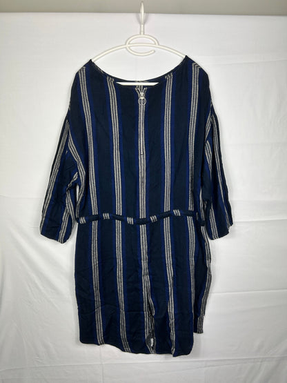 mbyM Dress shirt M Navy blue with white and light grey stripes
