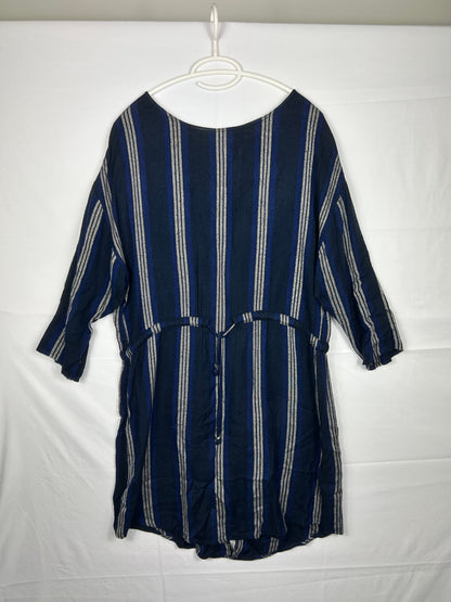 mbyM Dress shirt M Navy blue with white and light grey stripes