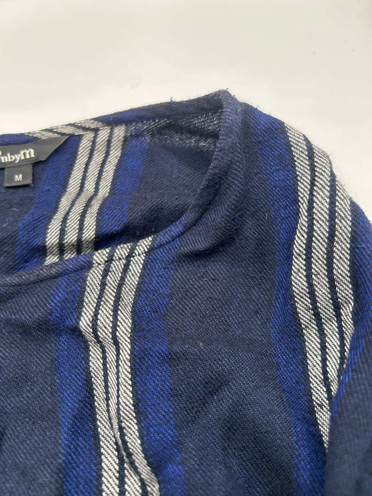 mbyM Dress shirt M Navy blue with white and light grey stripes