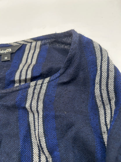 mbyM Dress shirt M Navy blue with white and light grey stripes