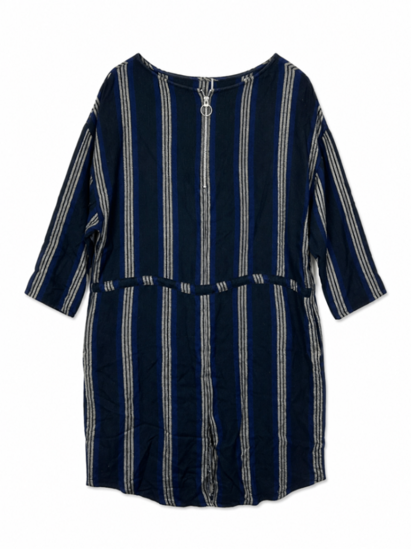 mbyM Dress shirt M Navy blue with white and light grey stripes