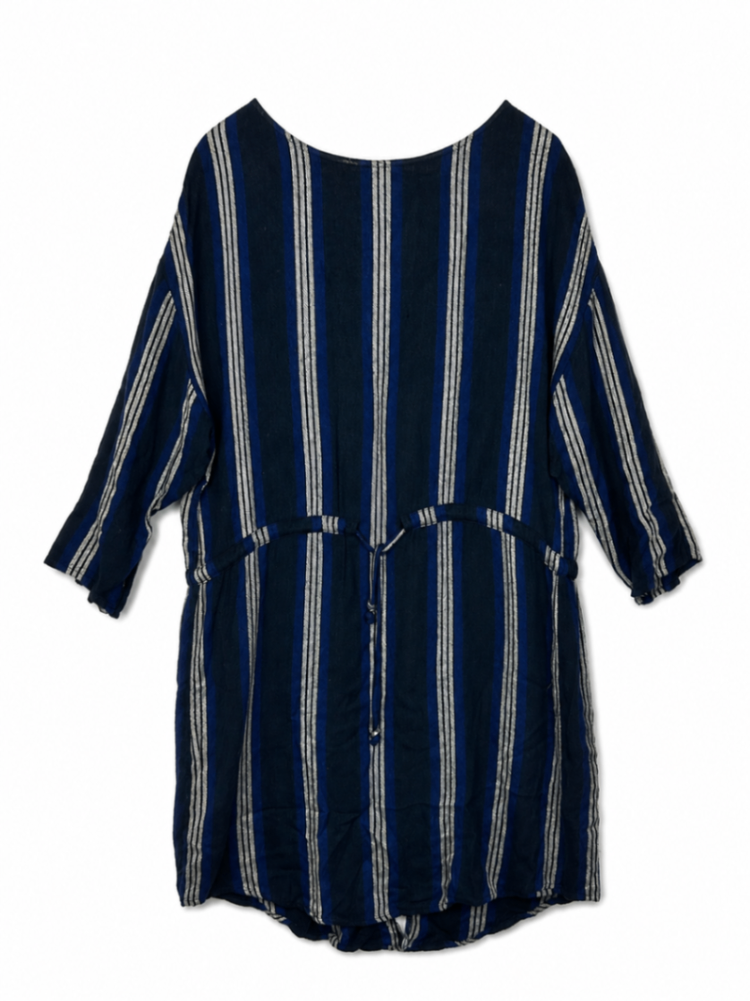 mbyM Dress shirt M Navy blue with white and light grey stripes