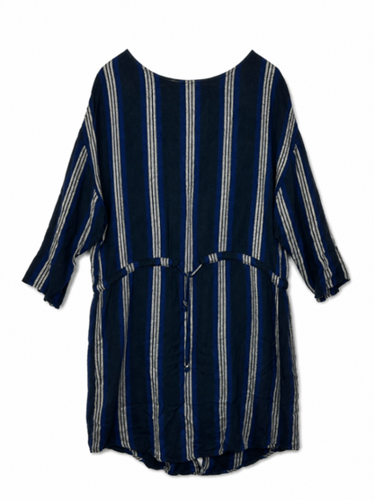 mbyM Dress shirt M Navy blue with white and light grey stripes