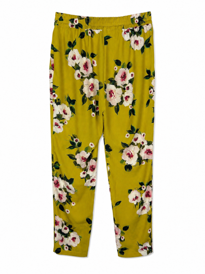 LIU JO Pants 40 Yellow with floral pattern