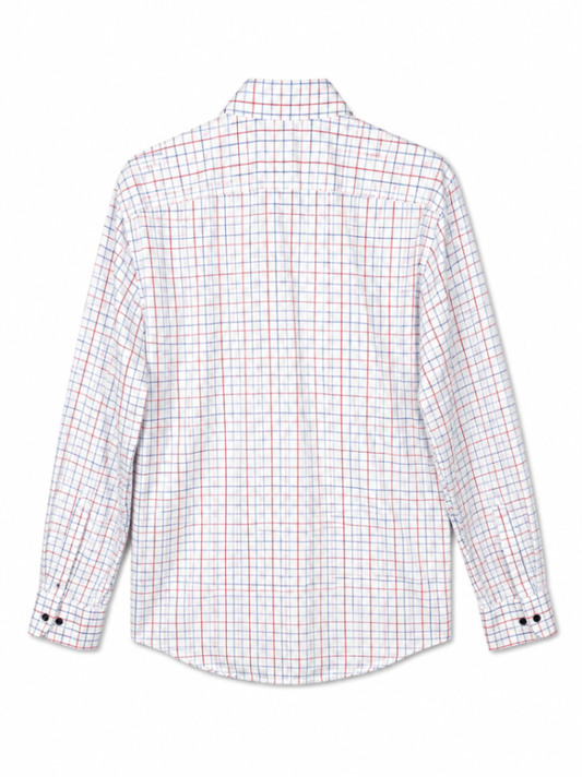 Tommy Hilfiger Shirt 42 16 1/2 White with red and blue checkered pattern
