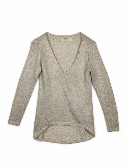 Zara Knit Sweater S Beige with gold sequins